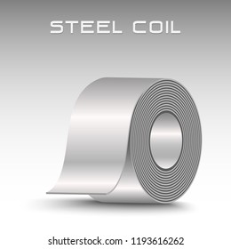 Rolled Steel Coil, Straps, Strip. Plate Metal Sheet Industry, 3D Icon Vector