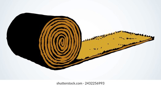 Rolled straw roll. Vector drawing