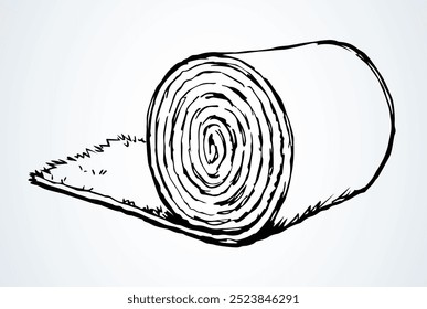 Rolled straw roll. Vector drawing