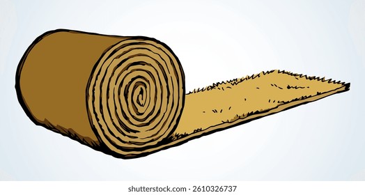 Rolled straw roll. Vector drawing