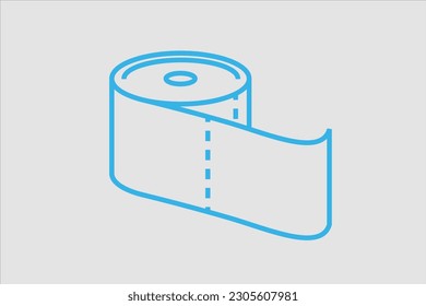 Rolled toilet paper. Clean and higiene icon. Linear pictogram.