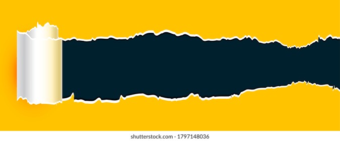 rolled torn paper yellow sheet banner design