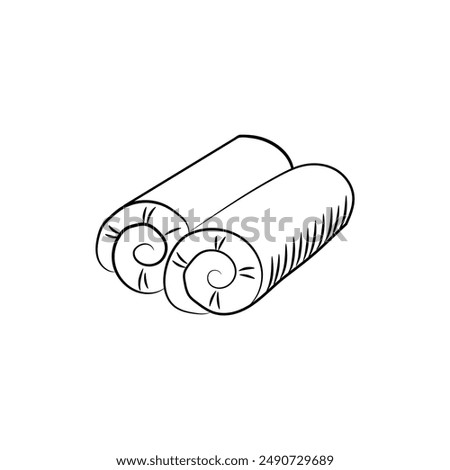 Rolled towels doodle icon. Vector hand drawn sketch illustration.