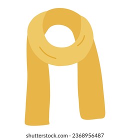 Rolled up warm winter scarf, flat vector