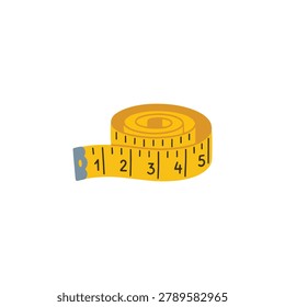 Rolled Yellow Measuring Tape Flexible Measuring Ruler Vector