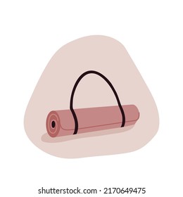 Rolled yoga mat carrier. Yoga and fitness equipment. Vector illustration, flat design