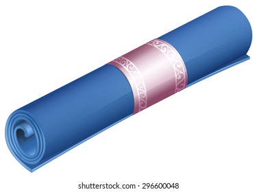 Rolled Yoga Mat On White Illustration