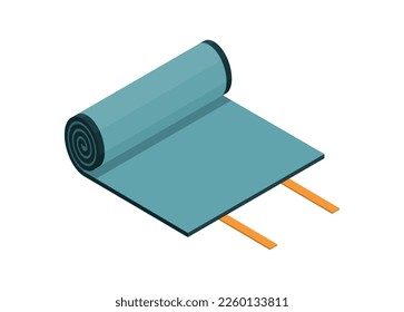 Rolled yoga mat. Simple flat illustration.