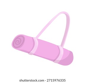 Rolled yoga mat vector illustration. Equipment for yoga, fitness, stretching. 