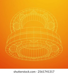Roller bearing. Circular round rotating bearings used in industry for heavy equipment mechanical work and engineering. Wireframe low poly mesh vector illustration.