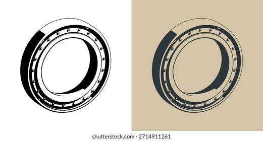 Ilustrações de vetor estilizadas de rolamentos de rolos
