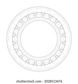 Roller bearing. Vector rendering of 3d. Wire-frame style. The layers of visible and invisible lines are separated