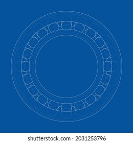 Roller bearing. Vector rendering of 3d. Wire-frame style. The layers of visible and invisible lines are separated