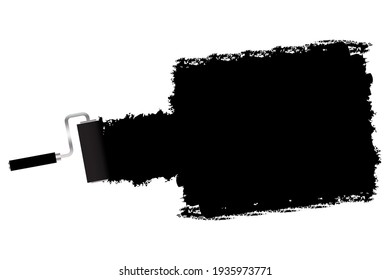 Roller black paint for banner design. Vector image. Spray paint. Stock image. EPS 10.