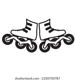 Roller blade icon vector, Roller skates line icon on white, rollerskates icon isolated sign symbol vector illustration, roller skates of high quality black and white style vector icons.