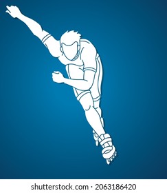 Roller blade Player Extreme Sport Cartoon Graphic Vector