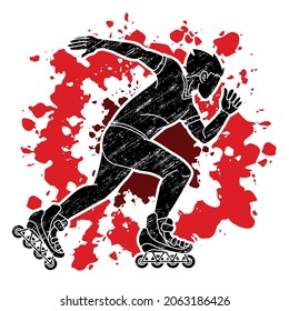 Roller blade Player Extreme Sport Cartoon Graphic Vector
