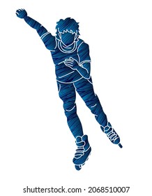 Roller blade Player Extreme Sport Cartoon Graphic Vector