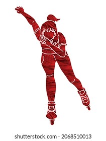 Roller blade Player Extreme Sport Cartoon Graphic Vector