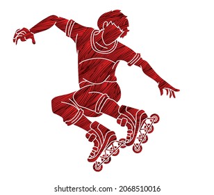 Roller blade Player Extreme Sport Cartoon Graphic Vector