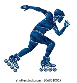 Roller blade Player Extreme Sport Cartoon Graphic Vector
