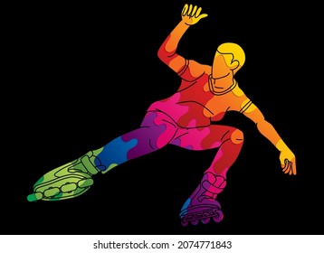 Roller blade Player Extreme Sport Action Cartoon Graphic Vector