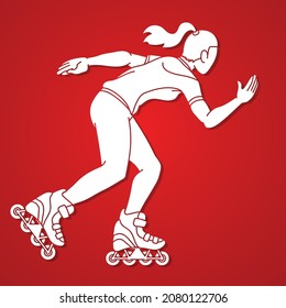 Roller blade Player Extreme Sport Cartoon Graphic Vector