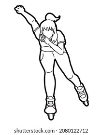 Roller blade Player Extreme Sport Cartoon Graphic Vector