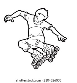 Roller blade Player Extreme Sport Cartoon Graphic Vector