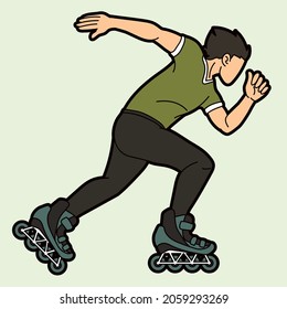 Roller blade Roller Skate Player Extreme Sport Cartoon Graphic Vector