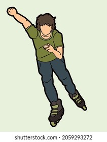 Roller blade Roller Skate Player Extreme Sport Cartoon Graphic Vector