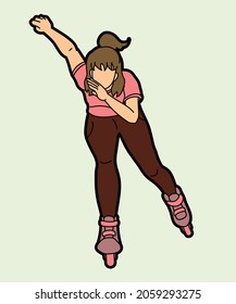 Roller blade Roller Skate Player Extreme Sport Cartoon Graphic Vector