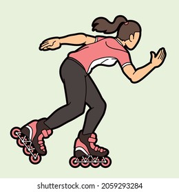 Roller blade Roller Skate Player Extreme Sport Cartoon Graphic Vector