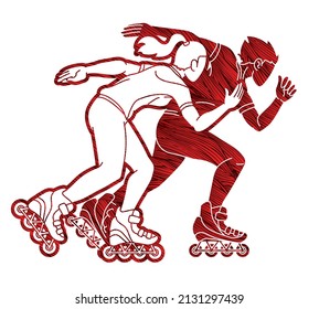 Roller blade Roller Skate Player Extreme Sport Cartoon Graphic Vector