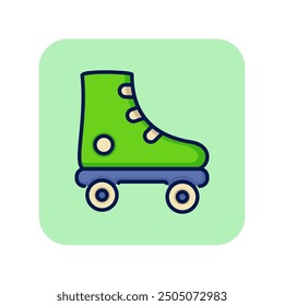 Roller blades line icon. Roller skates on green background. Sport concept. Vector illustration can be used for topics like sport, activity, lifestyle
