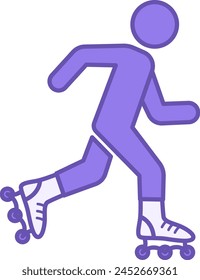 Roller Blading Colored Icon. Vector Icon of Man on Roller Skates. Fitness skating. Sports and Recreation Concept