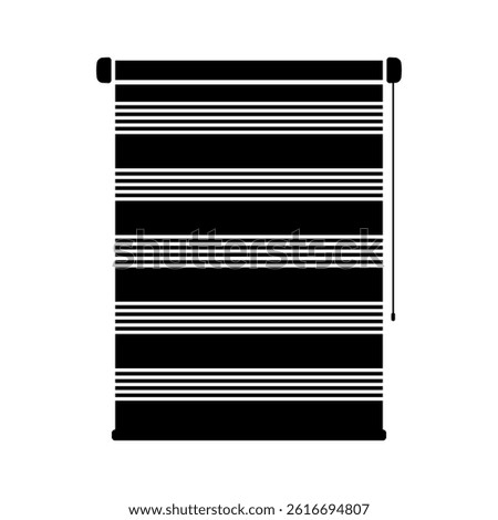 Roller blind icon. Black silhouette. Front view. Vector simple flat graphic illustration. Isolated object on white background. Isolate.
