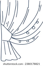 Roller blinds, tulle interior elements details drawn by hand sketch doodle set separately on a white background coloring drawing anti-stress room decor