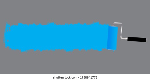 roller blue paint on grey background. Interior concept. Brush stroke vector. Vector pattern. Stock image. EPS 10.