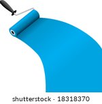 roller brush with blue paint vector illustration