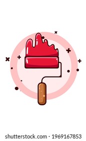 Roller brush cartoon hand drawing vector illustration