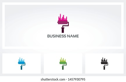 Roller Brush City Building Logo