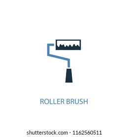 roller brush concept 2 colored icon. Simple blue element illustration. roller brush concept symbol design from Hand tools set. Can be used for web and mobile UI/UX