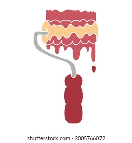 roller brush hand drawn element design vector. clipart cartoon illustration
