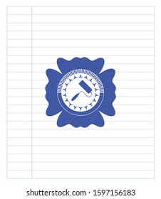 roller brush icon drawn with pen. Blue ink. Vector Illustration. Detailed.