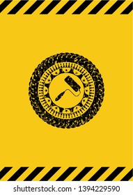 roller brush icon grunge warning sign emblem. Vector Illustration. Detailed.