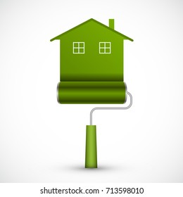Roller brush icon. House renovation. Vector illustration