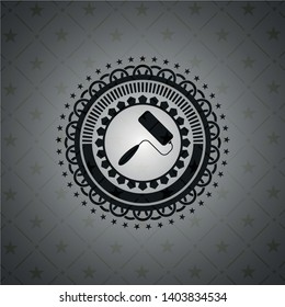 roller brush icon inside black emblem. Vintage.