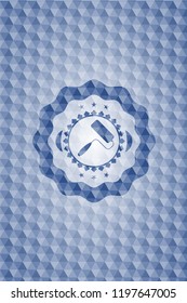 roller brush icon inside blue emblem with geometric background.