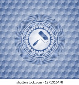 roller brush icon inside blue emblem with geometric background.